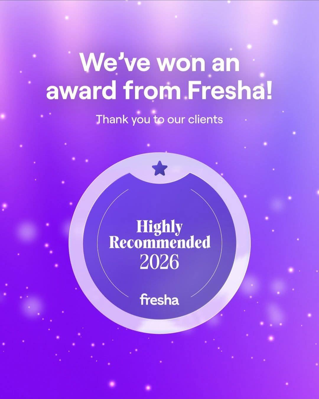 Fresha Highly Recommended 2026 award